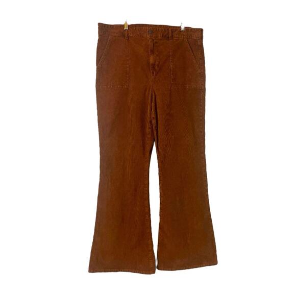 American Eagle Brown Corduroy Jeans Wide Flare Leg High Rise Women’s Size 18 - Picture 1 of 7